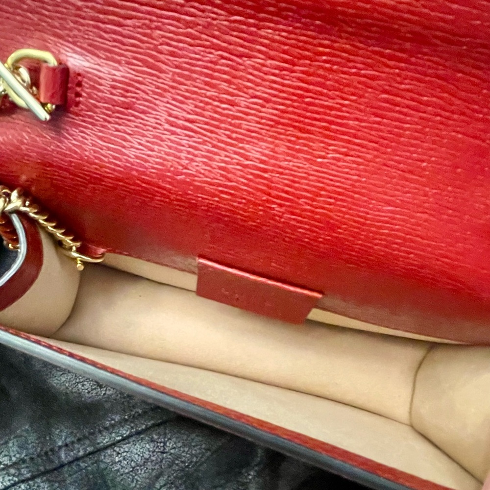Gucci Red Sylvie Super Mini w/Gold Shoulder Chain - Picture 4 of 11